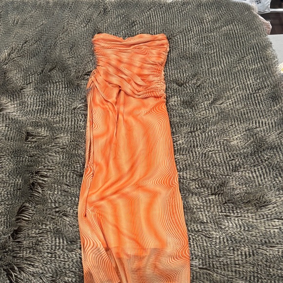 Zara Strapless Dress in Vibrant Orange - Picture 1 of 3